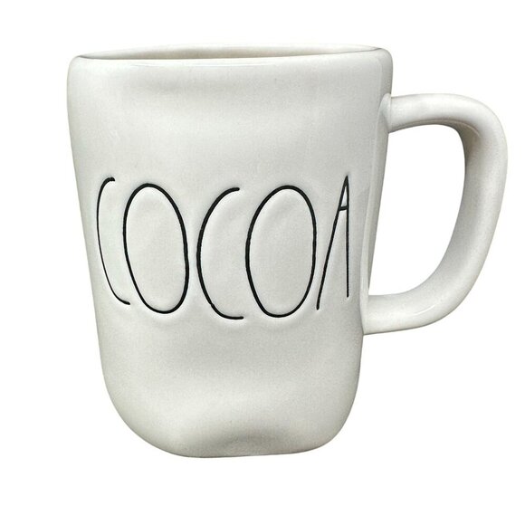 Rae Dunn COCOA Mug Large White Ceramic Christmas 16oz Coffee Tea Cup Gift Holida - Picture 1 of 7
